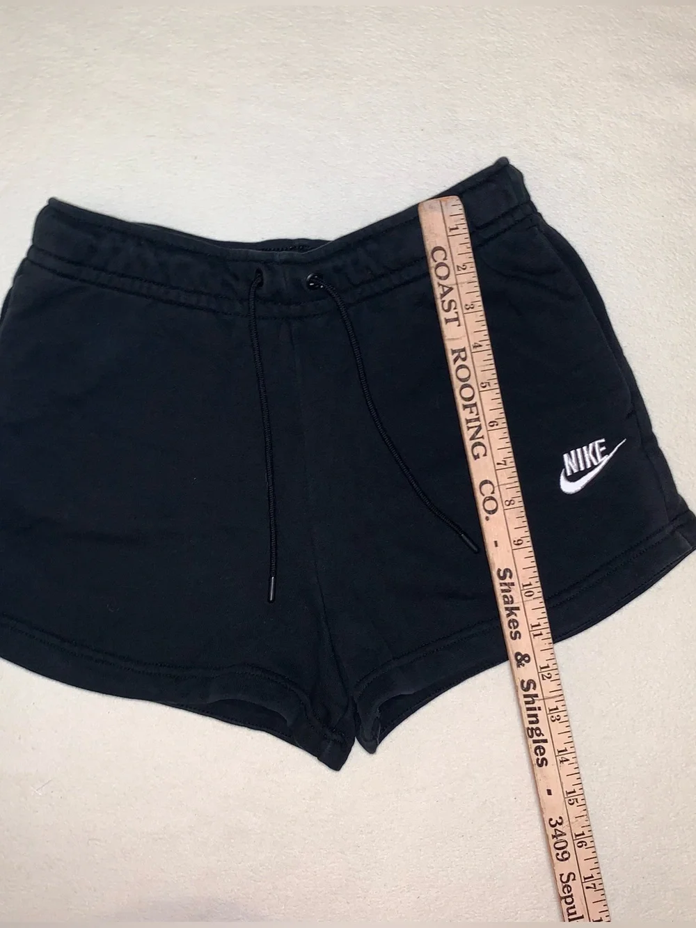 Nike Women’s Essential French Terry Black Athletic Drawstring Shorts Sz XS Sport